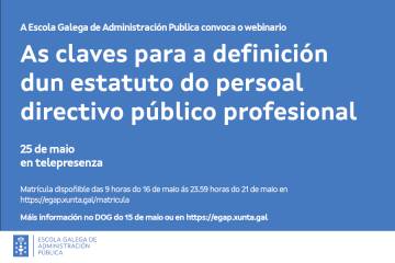 Imaxe do webinario - Webinario As claves para a definición dun estatuto do persoal directivo público profesional